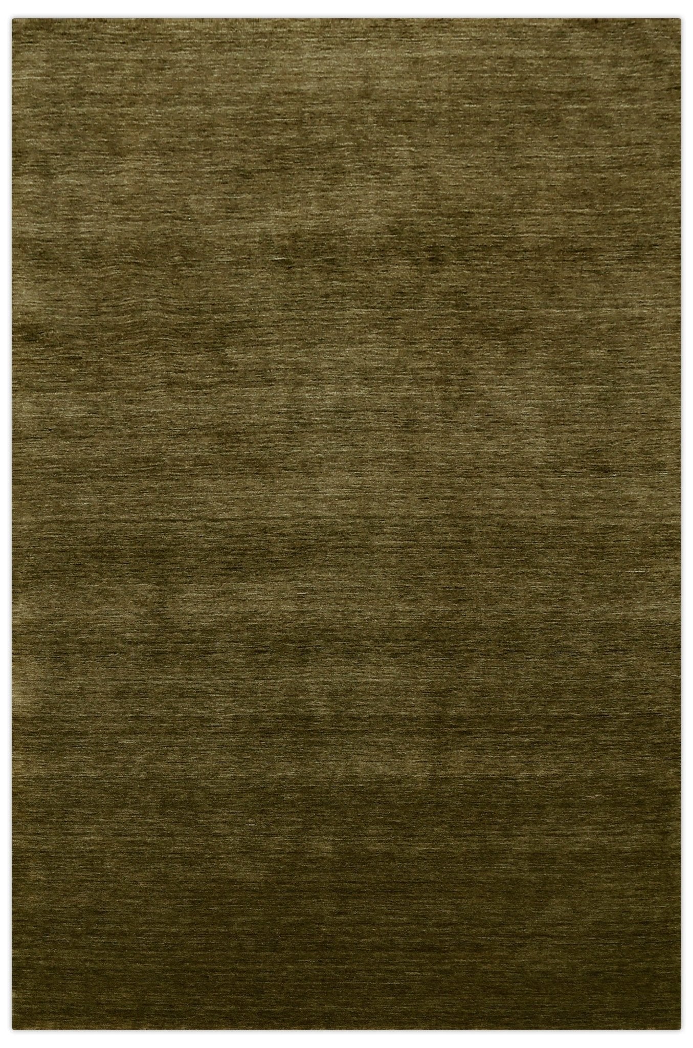 Hand Loomed Modern Green Solid Wool Area Rug
