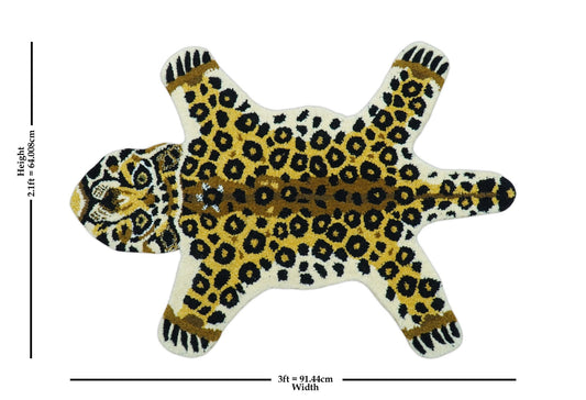 Hand Tufted 2x3 Gold Animal Leopard Wool Area Rug