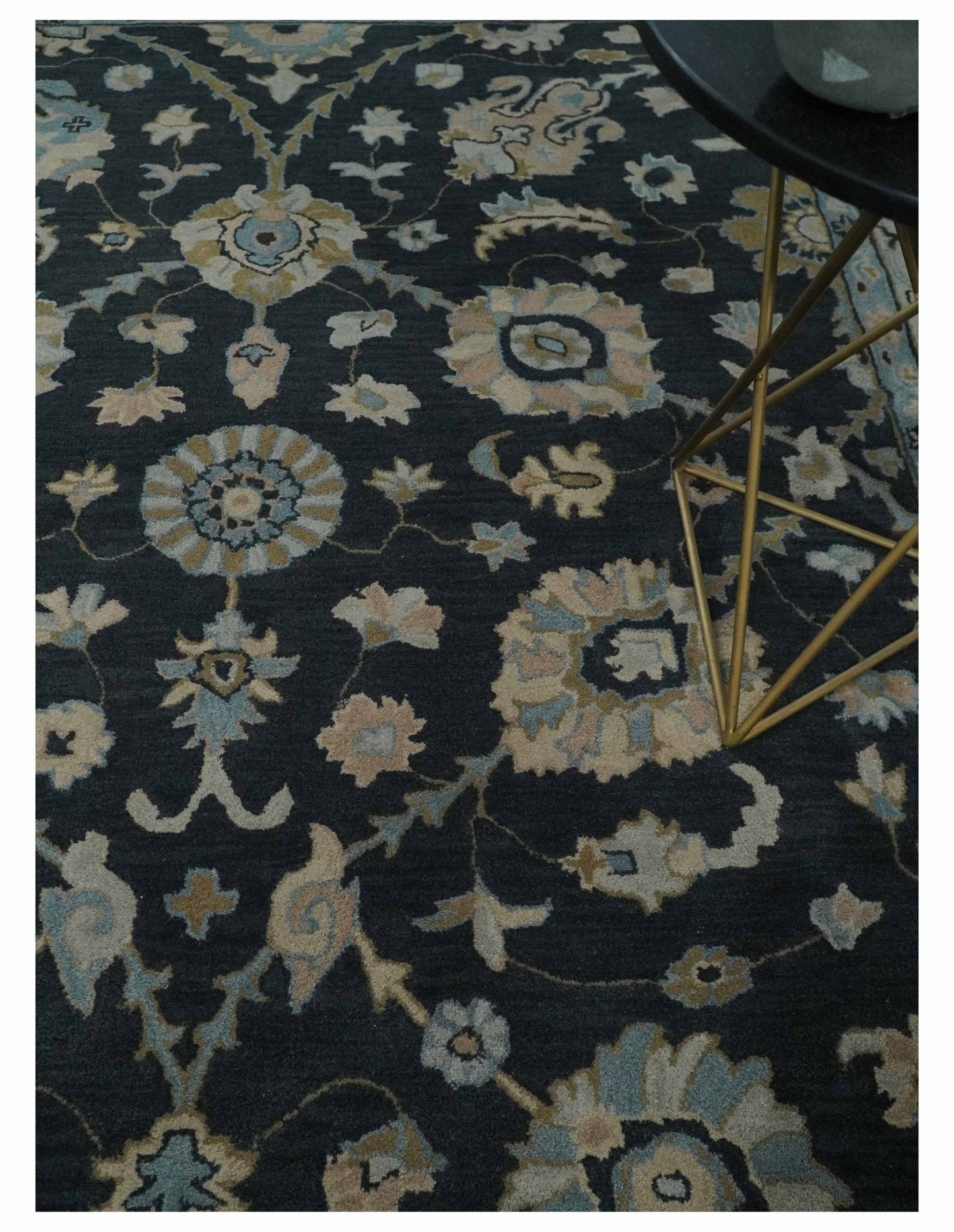 Hand Tufted Black and Silver Modern Turkish Oushak Multi size wool Area Rug, Kids, Living Room and Bedroom Rug