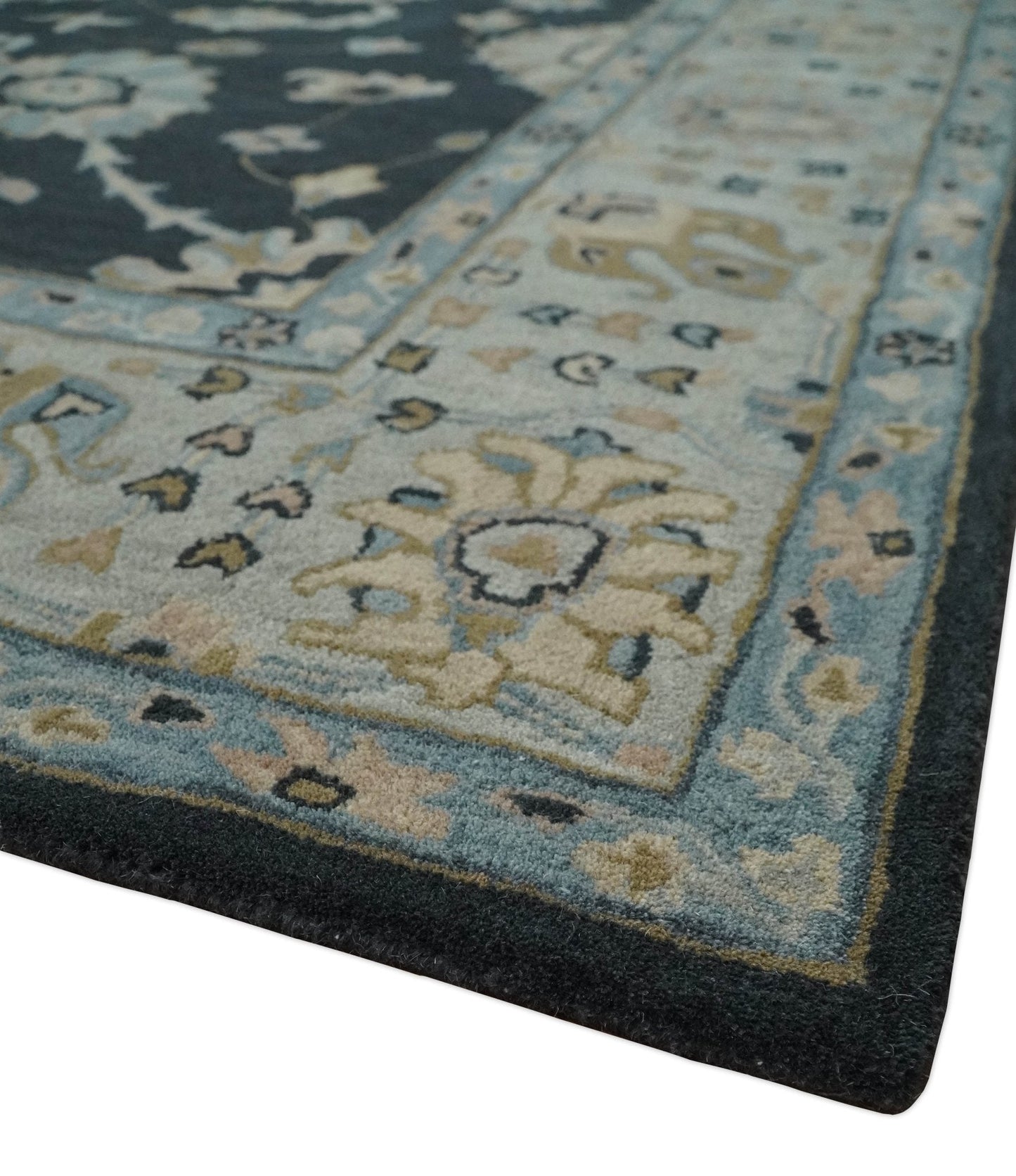 Hand Tufted Black and Silver Modern Turkish Oushak Multi size wool Area Rug, Kids, Living Room and Bedroom Rug