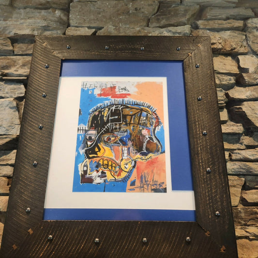 Jean-Michel Basquiat "Basquiat Skull" print in Rustic Frame
