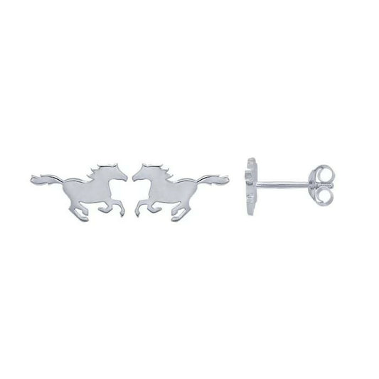 RUNNING HORSE STERLING SILVER POST EARRINGS