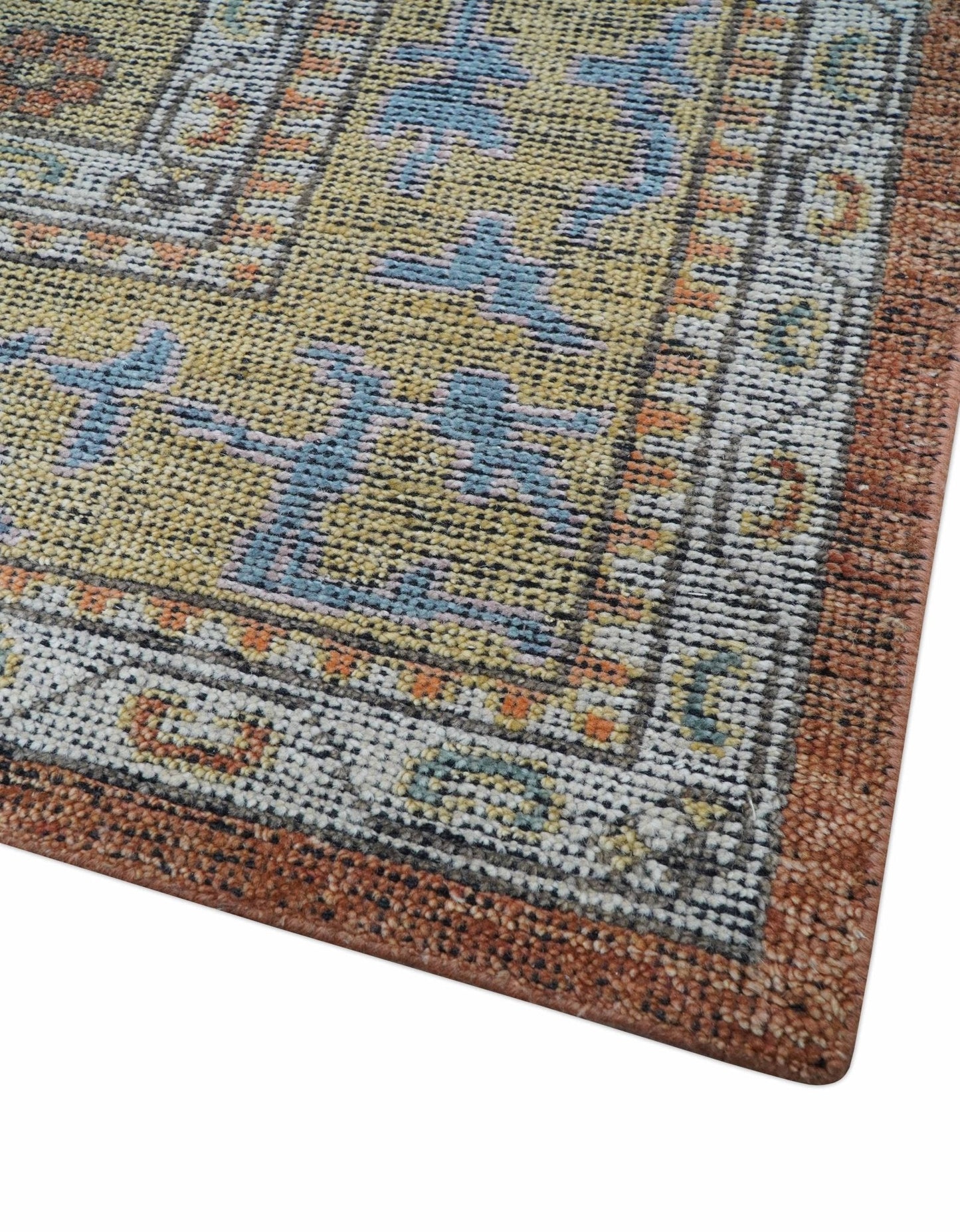 Idris Custom Made Peach, Rust And Beige Turkish Design Hand Knotted Wool Rug