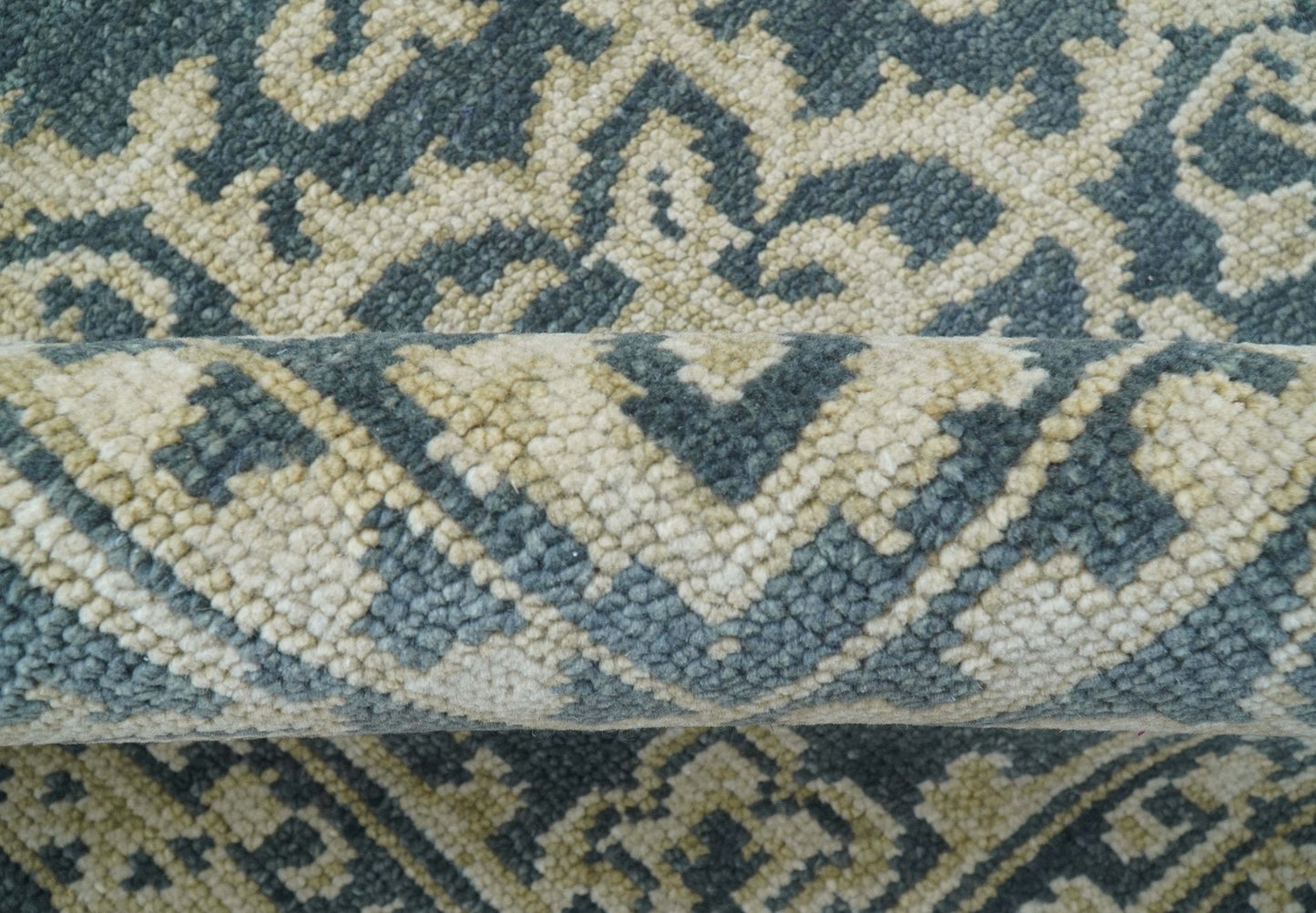 Idris Custom Made Turkish Design Gray And Ivory Hand Knotted Wool Rug