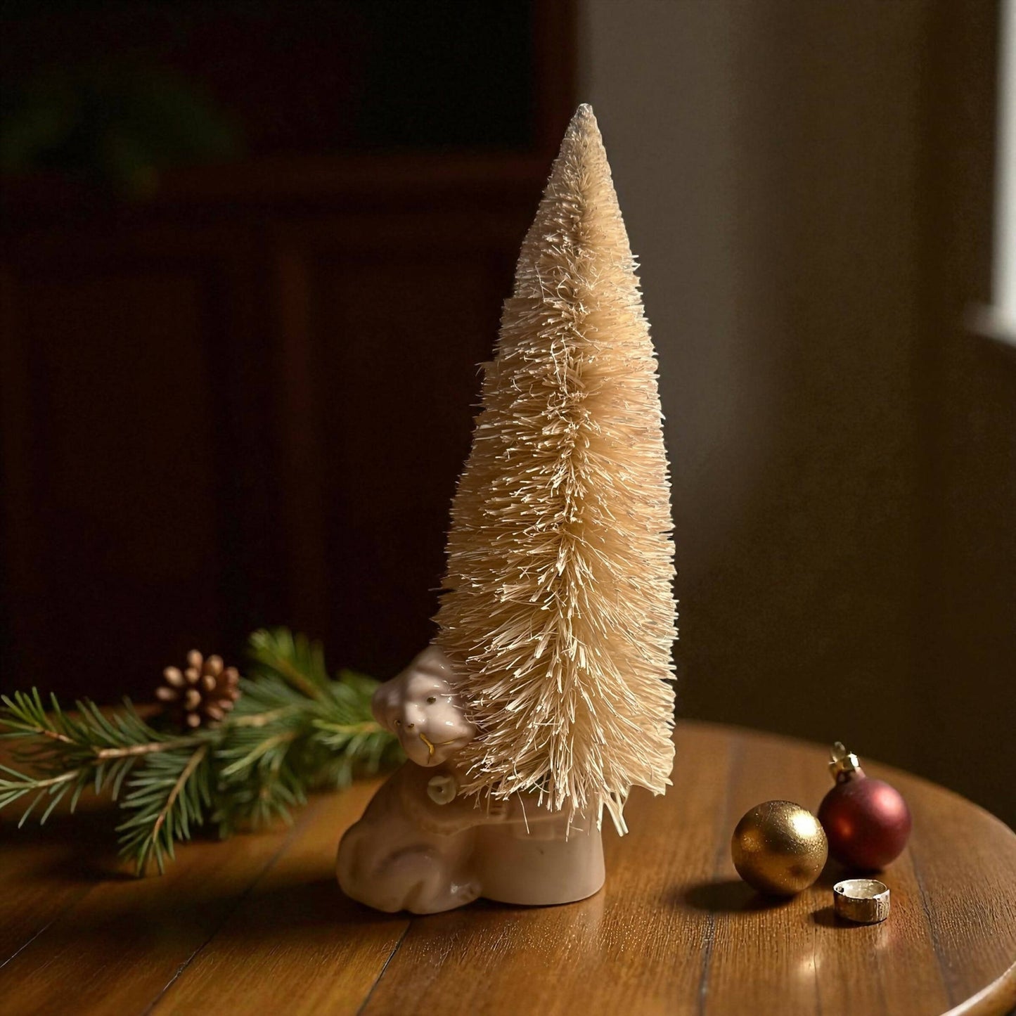 Vintage Pink Dog Bottle Brush