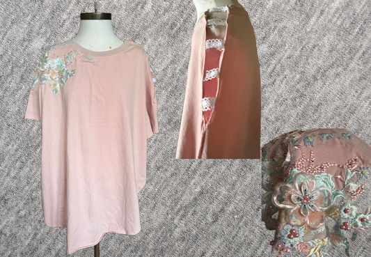 Upcycled Pink T-shirt, 2XL