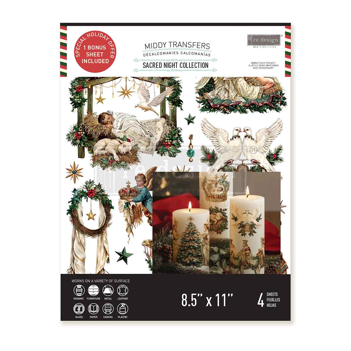 MIDDY TRANSFERS® – SACRED NIGHT  – 4 SHEETS, 8.5″X11