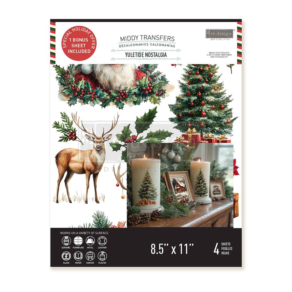 MIDDY TRANSFERS® – Yuletide Nostalgia  – 4 SHEETS, 8.5″X11