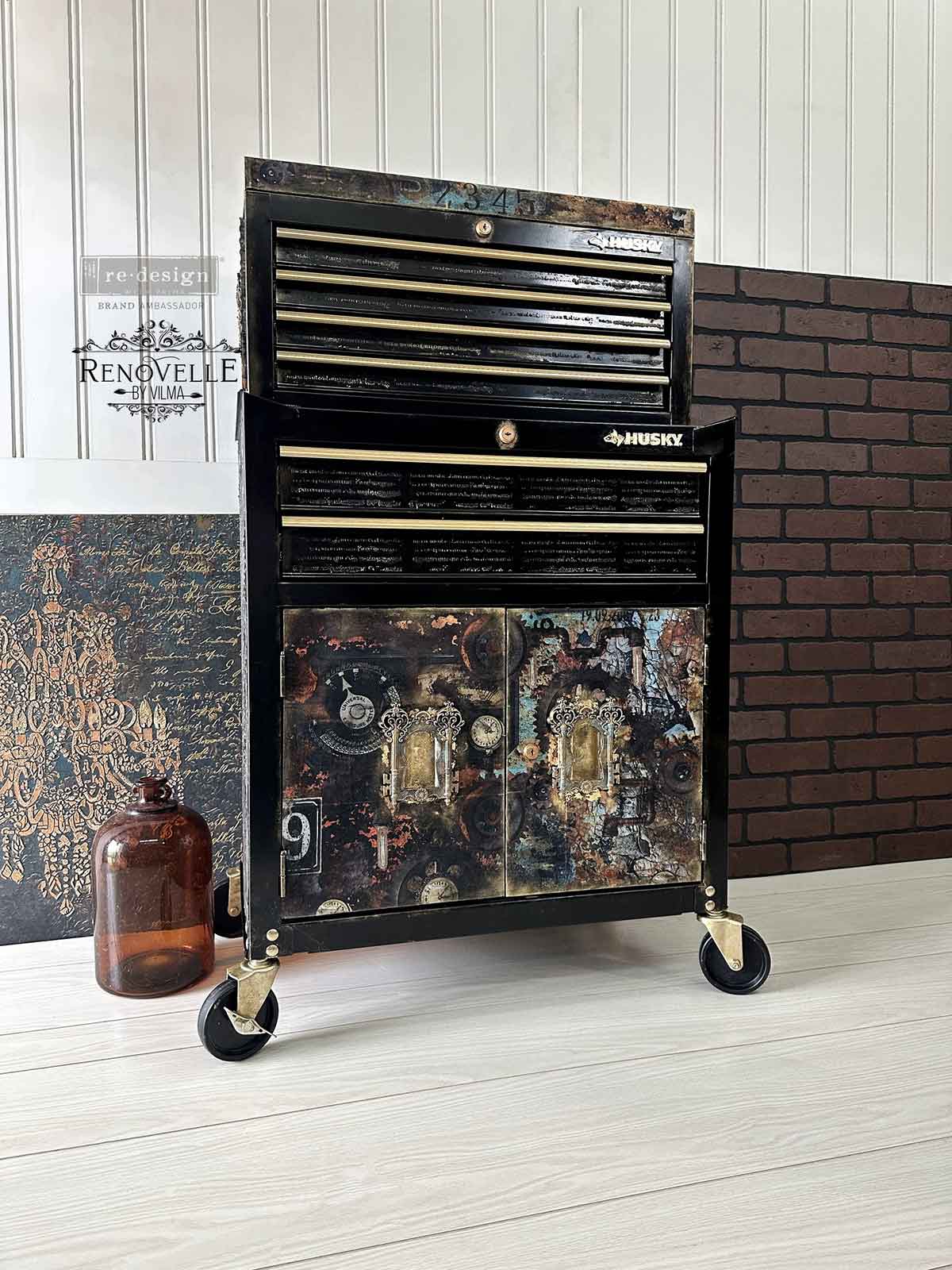 A1 Decoupage Fiber - Aged Machinery Elegance