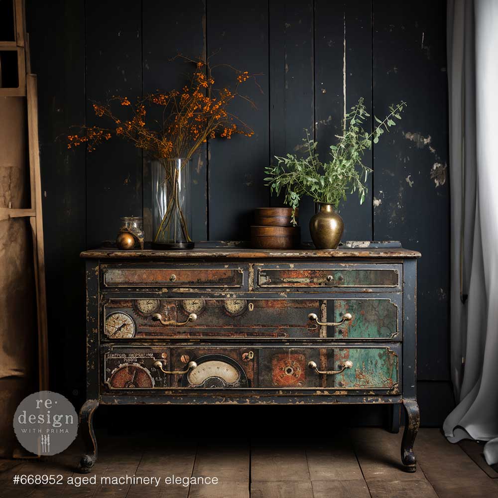 A1 Decoupage Fiber - Aged Machinery Elegance