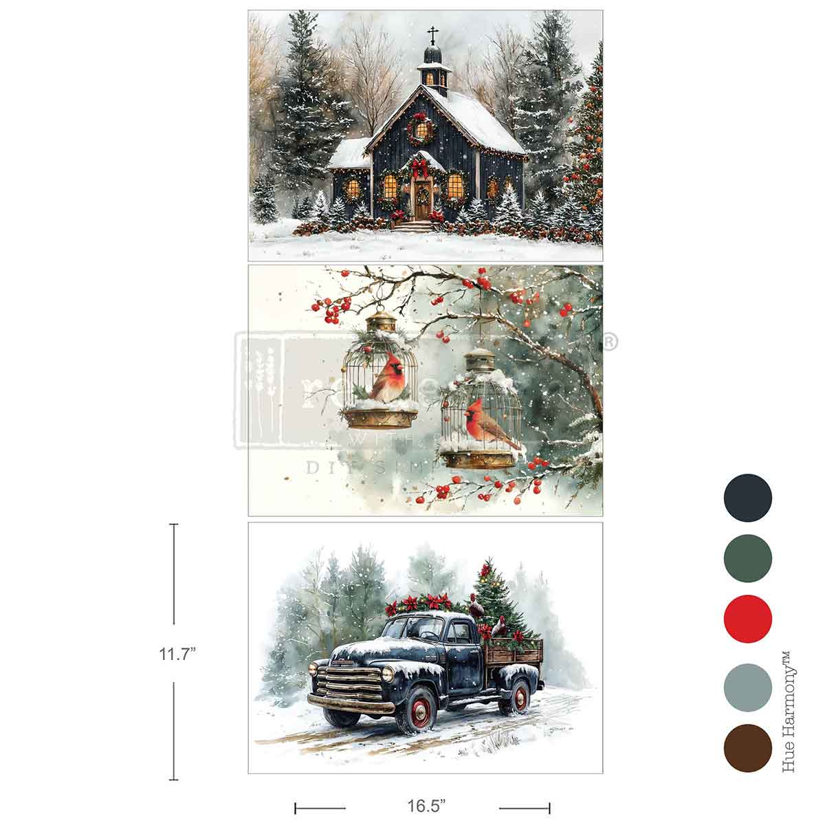 A3 DECOUPAGE FIBER PACK – CHRISTMAS BLESSINGS – 3 SHEETS, 11.7″X16.5″