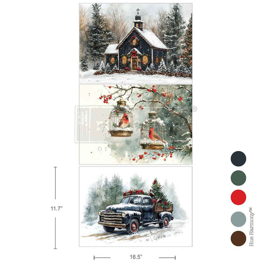 A3 DECOUPAGE FIBER PACK – CHRISTMAS BLESSINGS – 3 SHEETS, 11.7″X16.5″