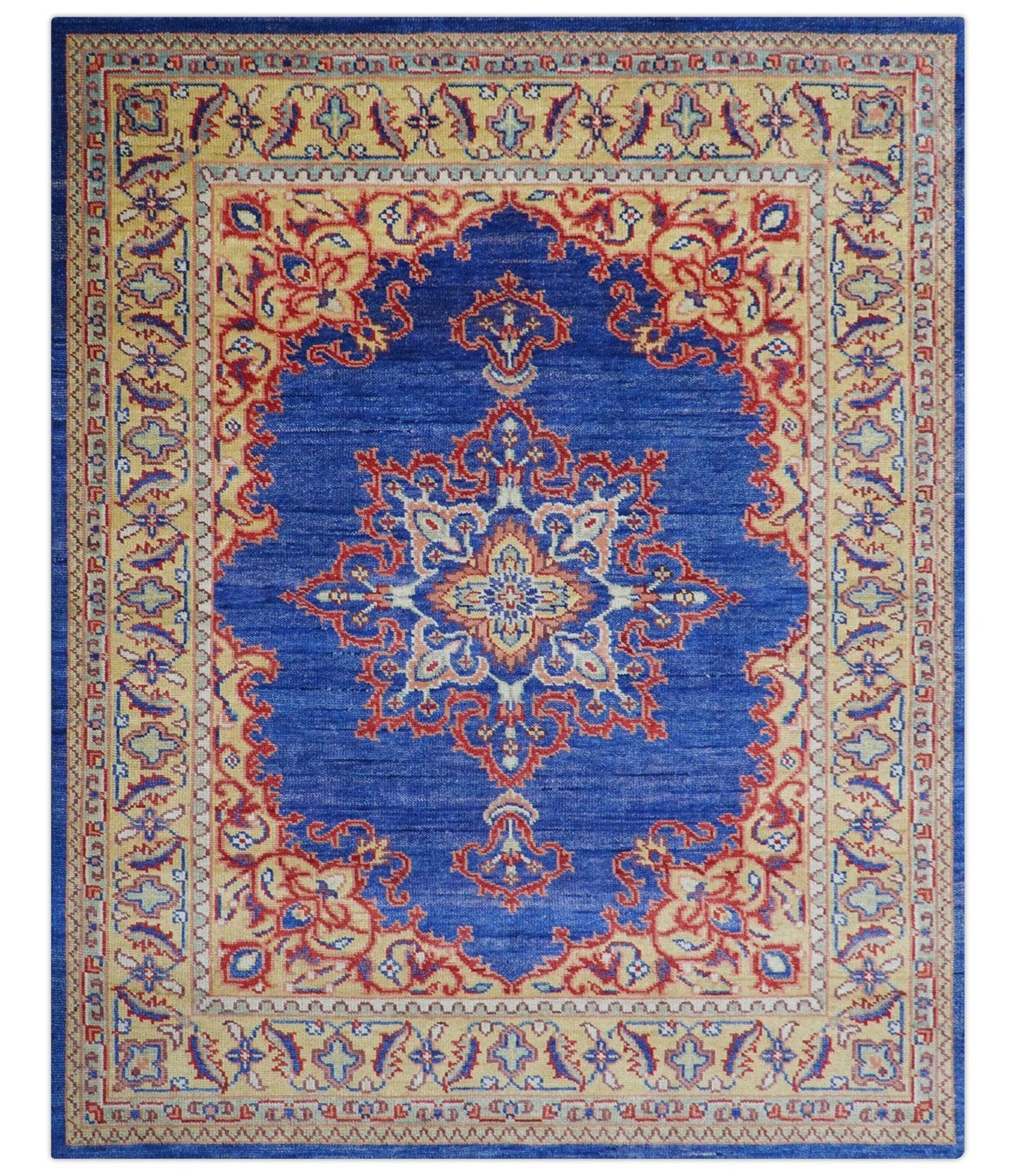 Isfahan Custom Made Traditional Blue And Beige Hand Knotted Wool Rug