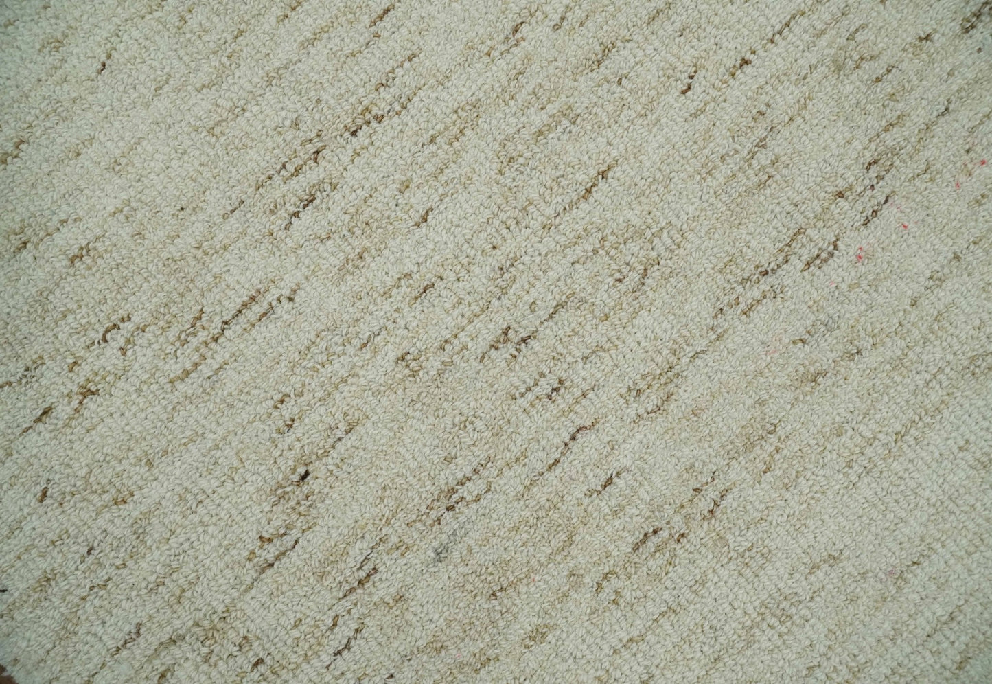 Ivory and Brown Abstract Hand Tufted Multi Size Natural Wool Area Rug