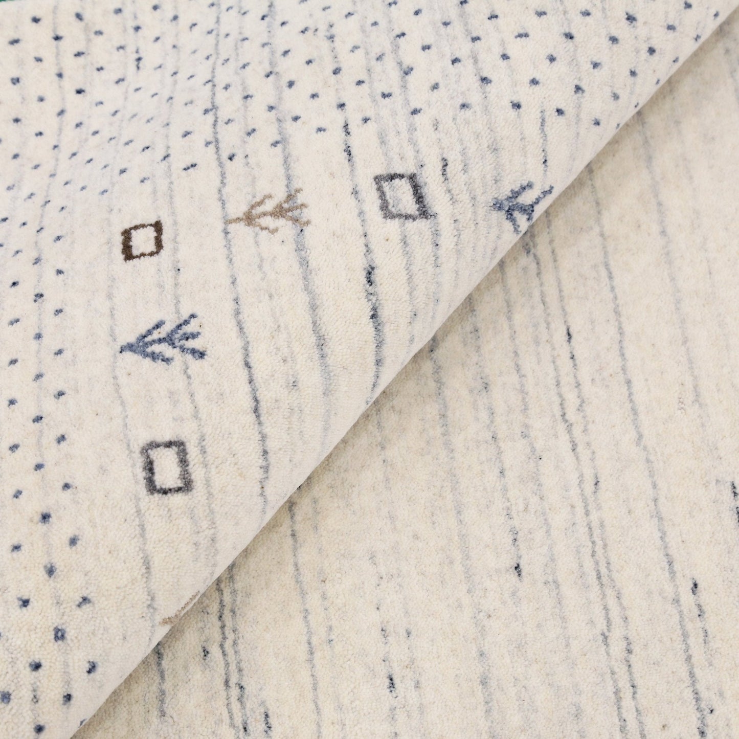 Ivory Contemporary Gabbeh Border Design Hand Loomed Wool Rug