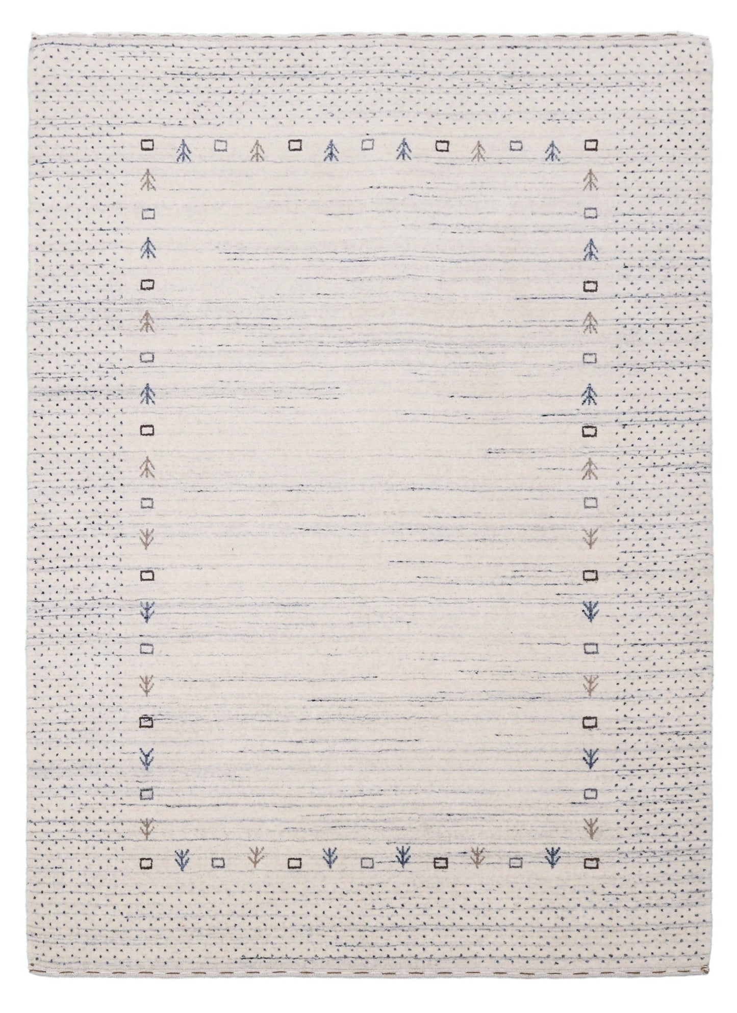 Ivory Contemporary Gabbeh Border Design Hand Loomed Wool Rug