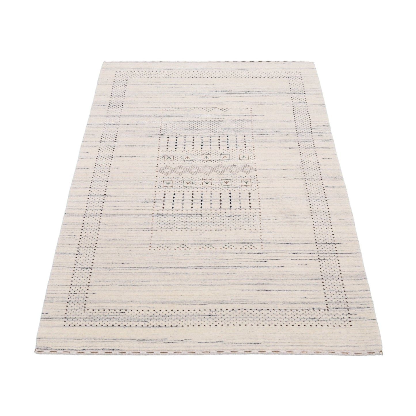 Ivory Gabbeh Design Hand Loomed Wool Area Rug
