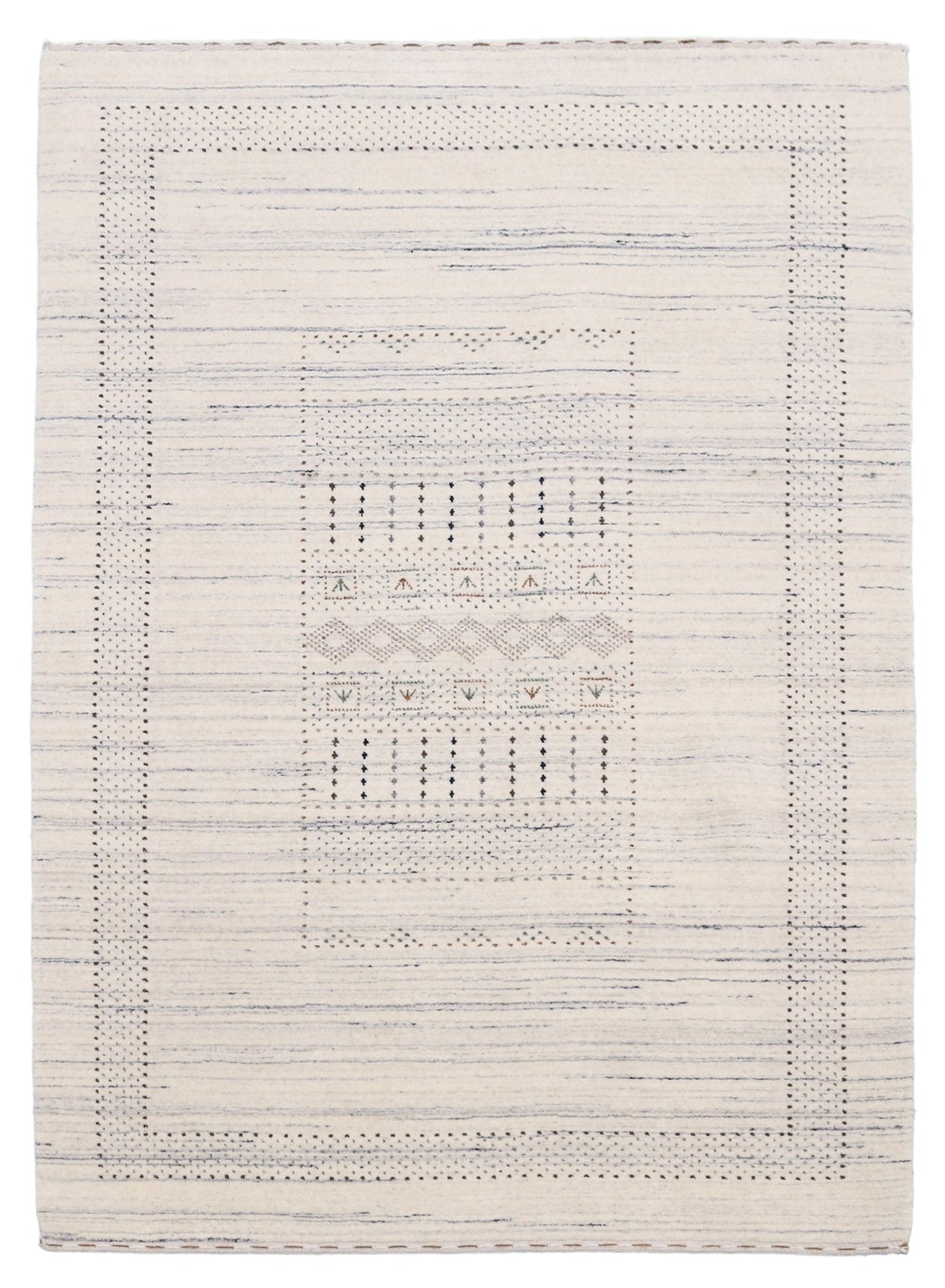 Ivory Gabbeh Design Hand Loomed Wool Area Rug