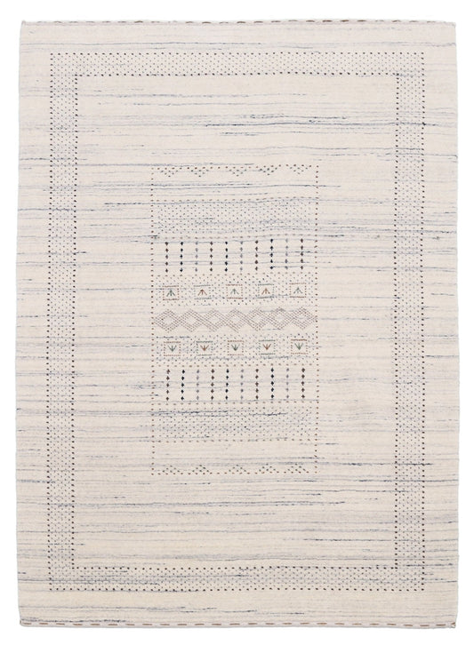 Ivory Gabbeh Design Hand Loomed Wool Area Rug