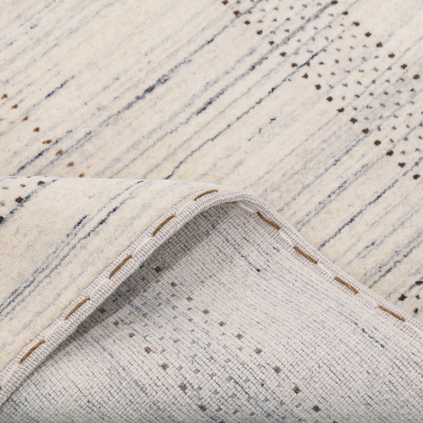 Ivory Gabbeh Design Hand Loomed Wool Area Rug
