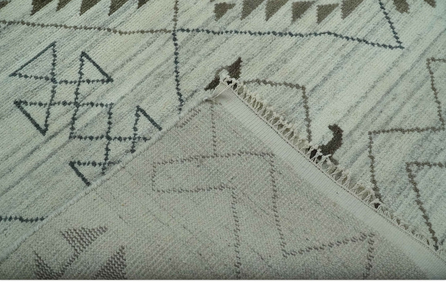 Ivory, Gray and Charcoal Hand Knotted Multi size Southwestern wool area Rug