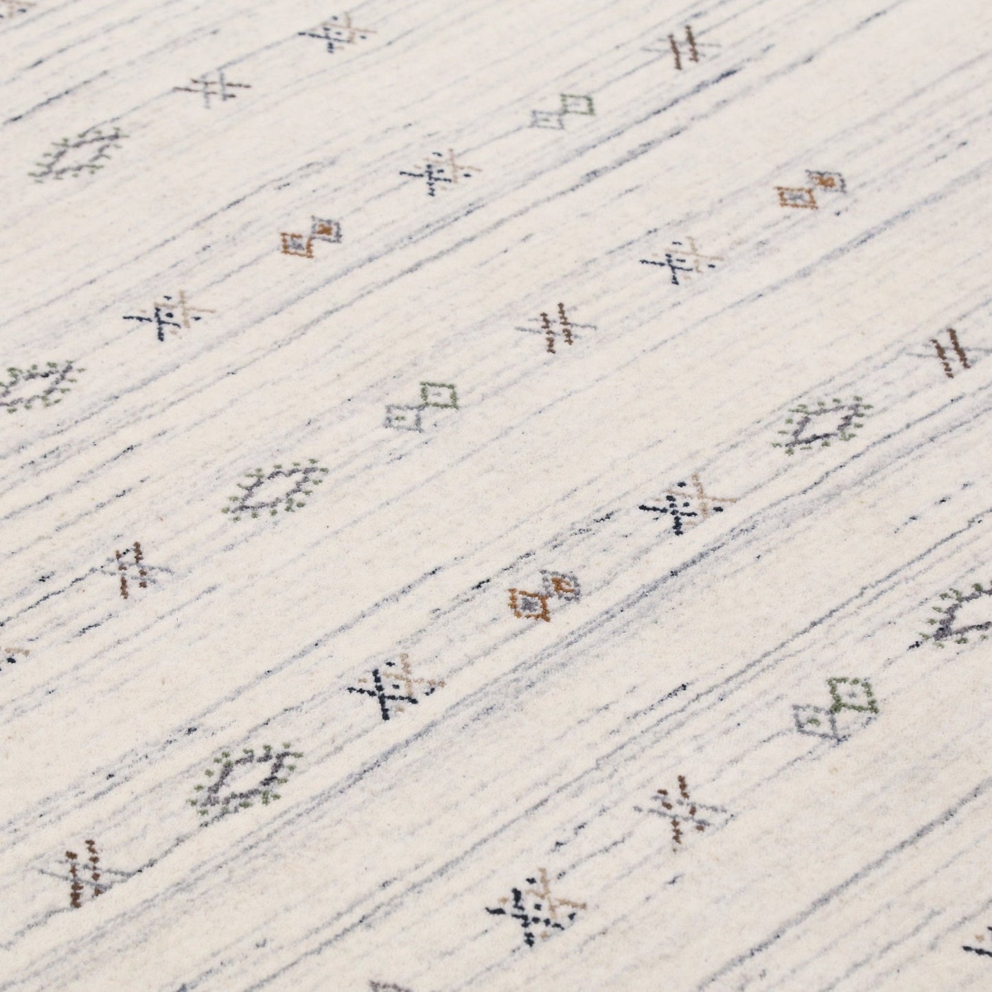 Ivory Modern Tribals Design Hand Loomed Wool Area Rug