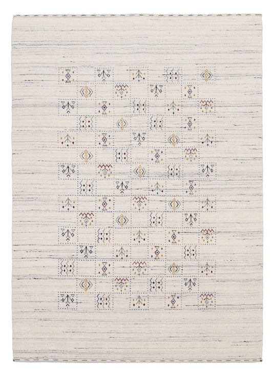 Ivory Tribal Design Hand Loomed Wool Area Rug