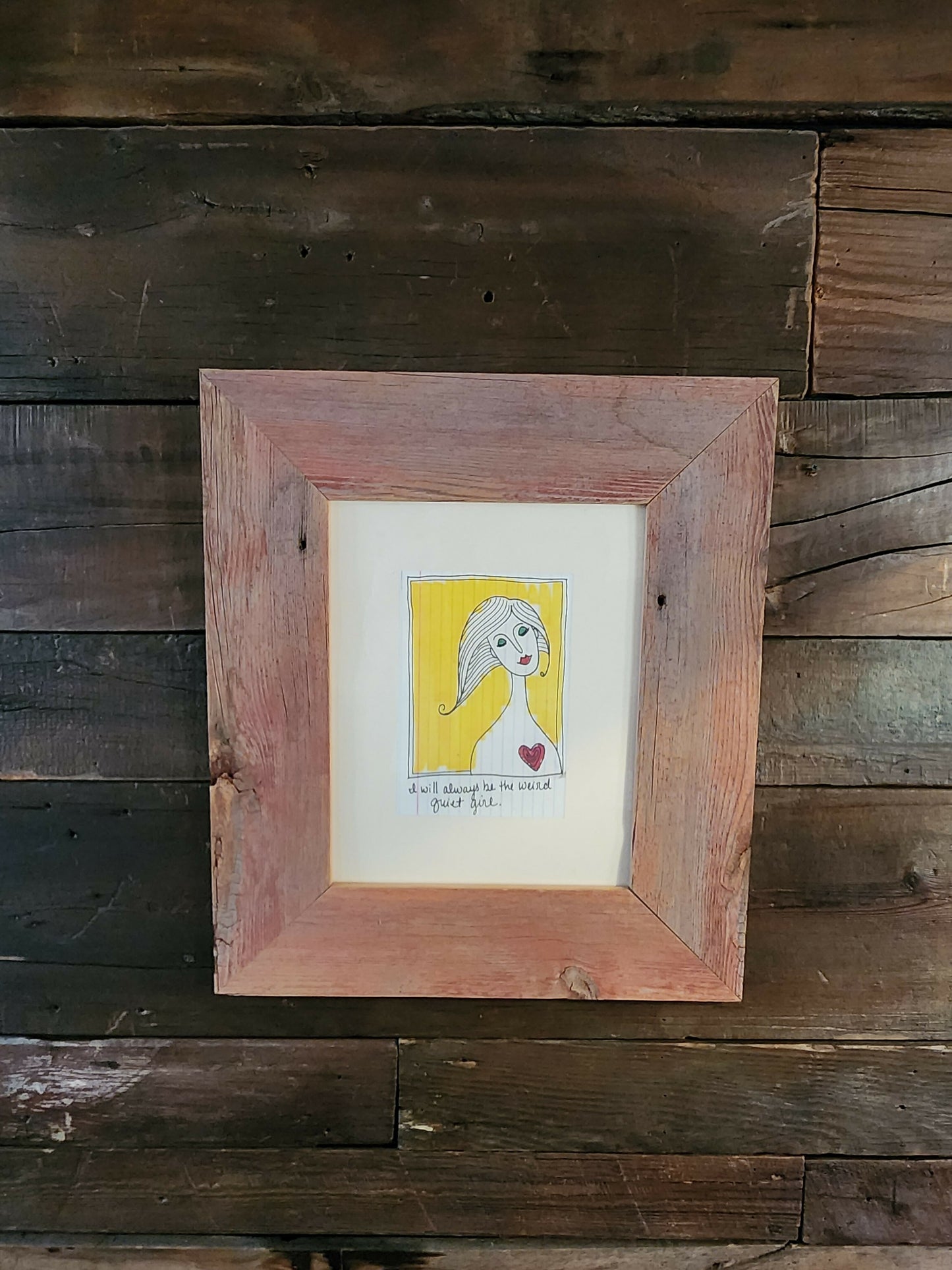 Weird girl photo in Rustic Frame
