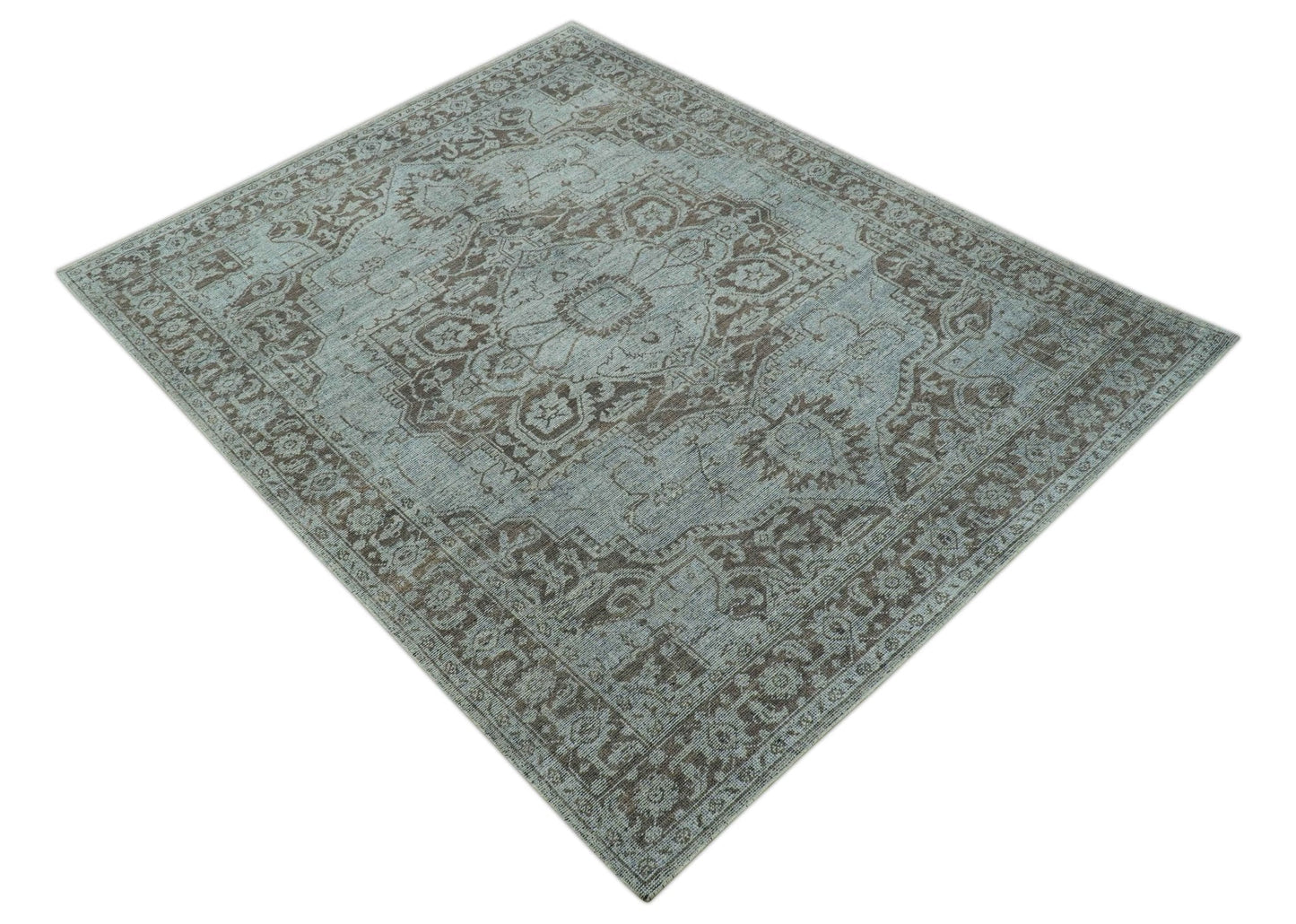 Jewel Custom Made Hand Knotted Traditional Design Brown Wool Area Rug