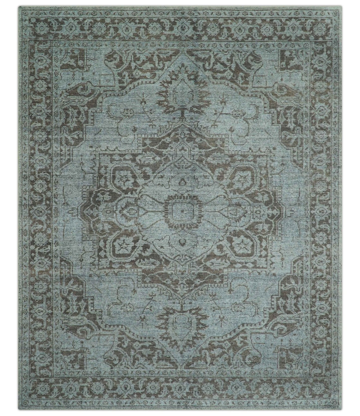 Jewel Custom Made Hand Knotted Traditional Design Brown Wool Area Rug