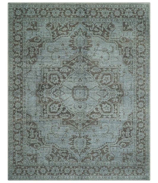 Jewel Custom Made Hand Knotted Traditional Design Brown Wool Area Rug