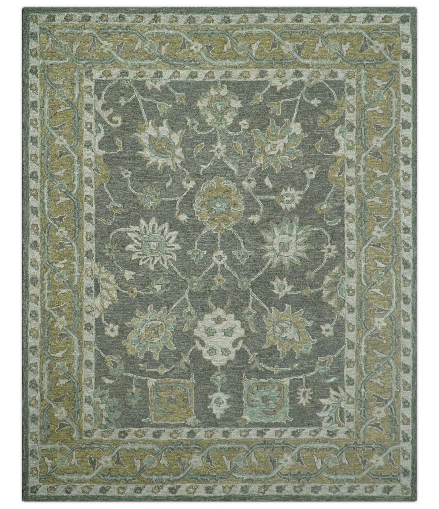 Jewel Custom Made Traditional Oushak Beige Hand Tufted Wool Rug