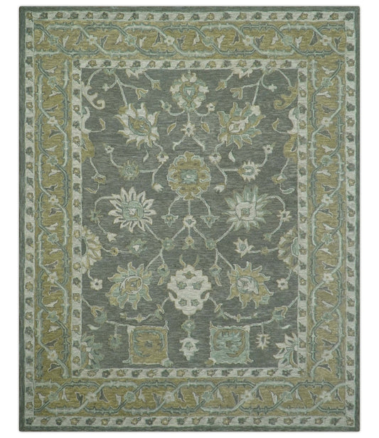 Jewel Custom Made Traditional Oushak Beige Hand Tufted Wool Rug