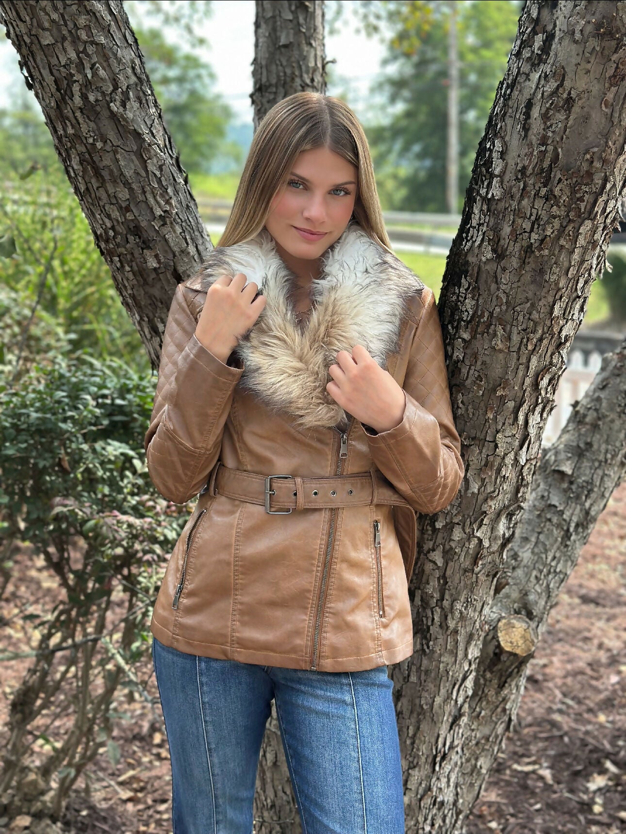 Faux Fur Belted Jacket