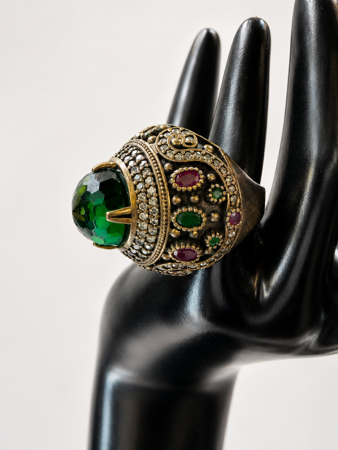 Sterling Silver Ottoman Revival Statement Ring | Size 10.25 | 28g