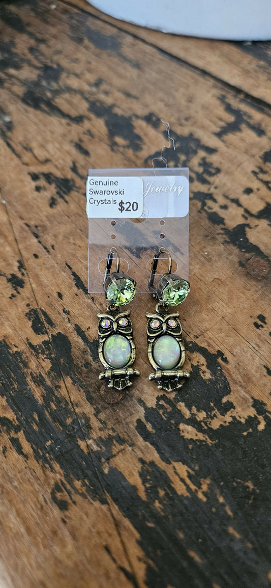 Anytime Crystals 8.5mm Wise Owl Earrings