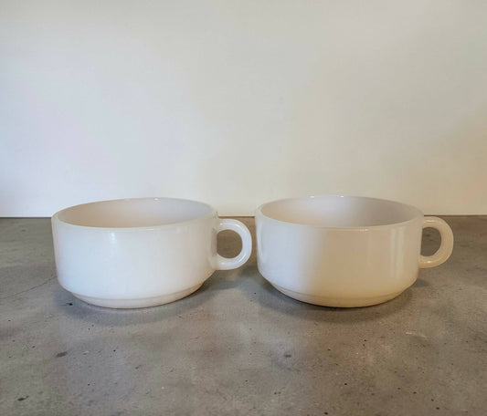 Glasbake - Vintage Made in the U.S.A. Milk Glass Bowls Soup Mug