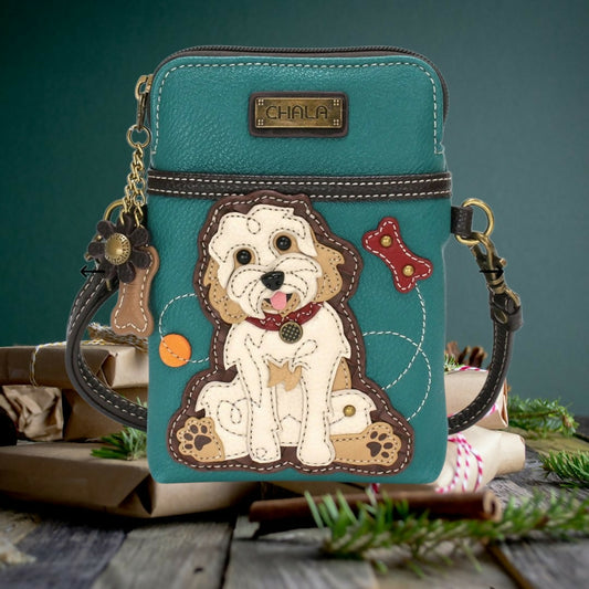 Anytime Crystals Chala Handbags CellPhone Xbody - Labradoodle