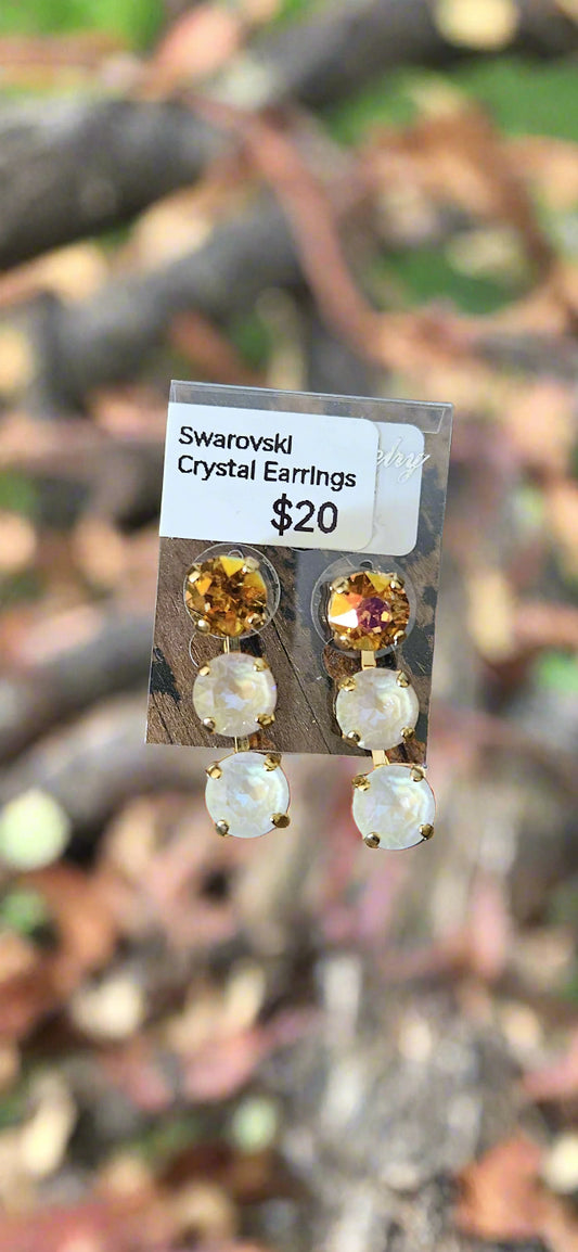 Anytime Crystals 8.5mm Ember & Marshmallow Earrings