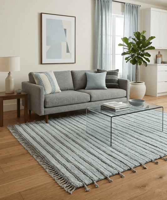 Krabi Contemporary Ivory And Brown Hand Knotted Wool Rug