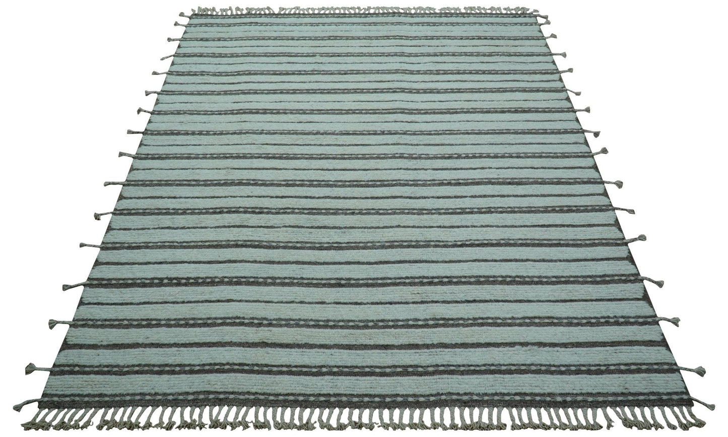 Krabi Contemporary Ivory And Brown Hand Knotted Wool Rug