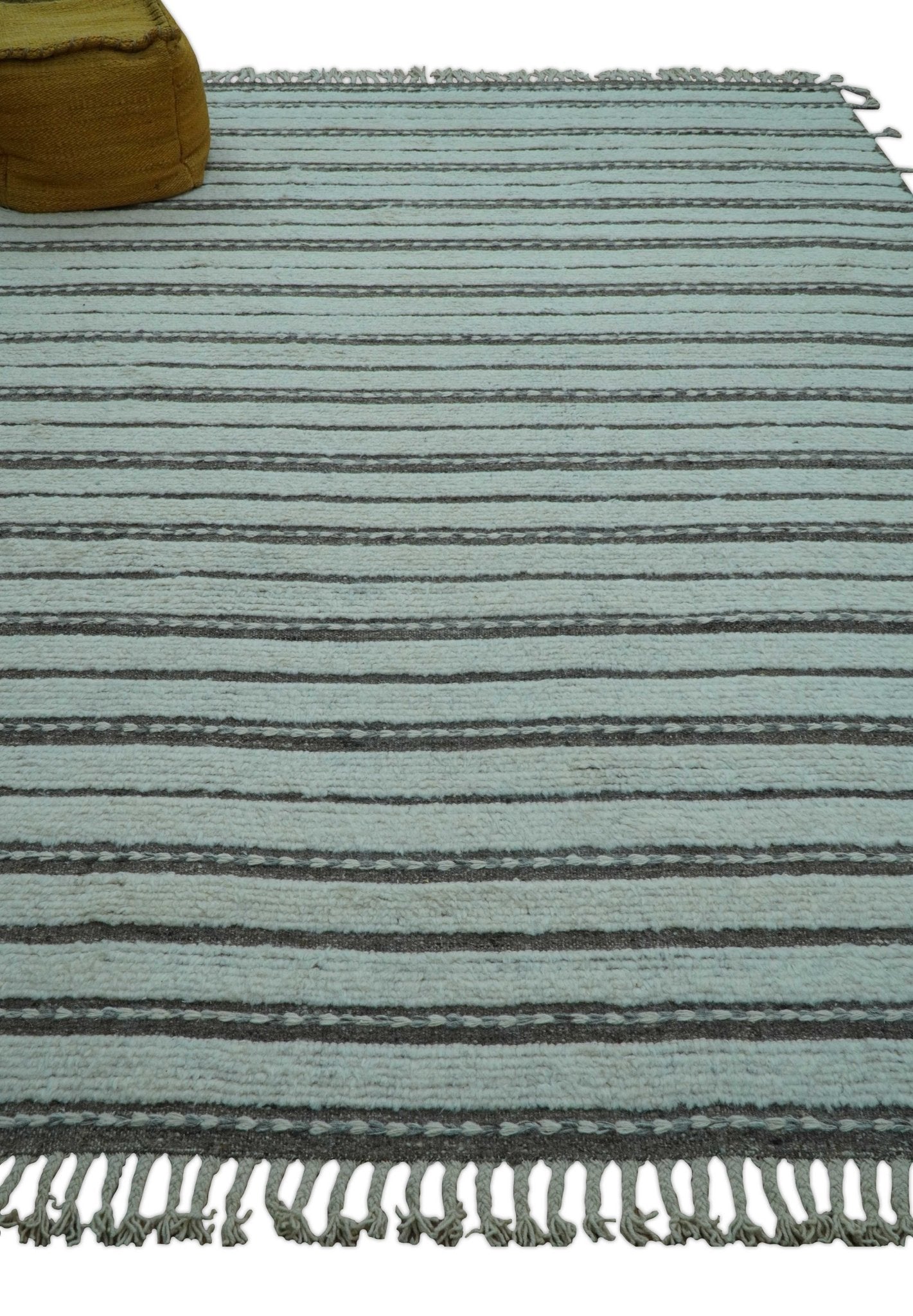 Krabi Contemporary Ivory And Brown Hand Knotted Wool Rug