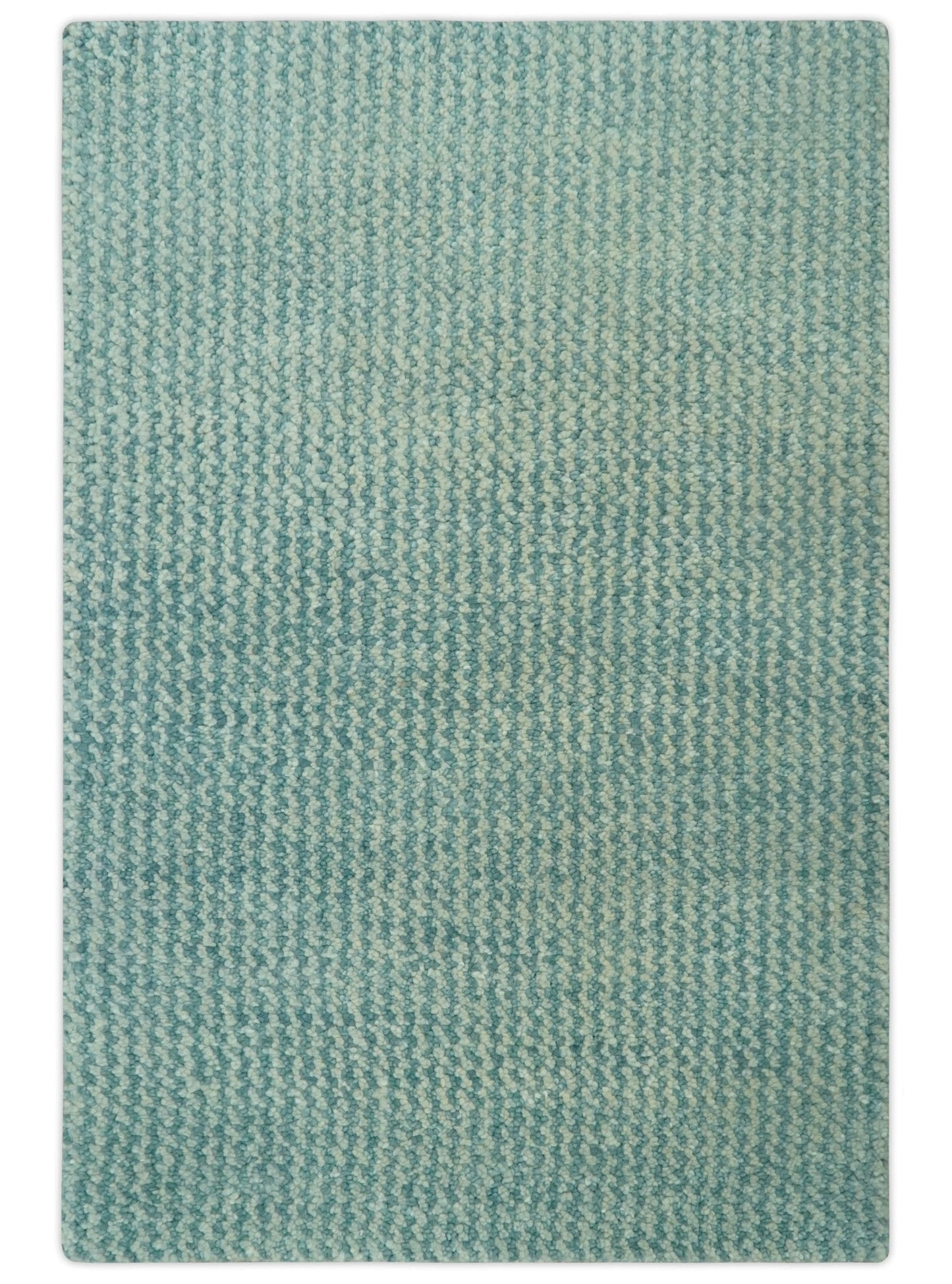 Light Blue and Beige Stripes Design Contemporary Custom Made wool Area Rug