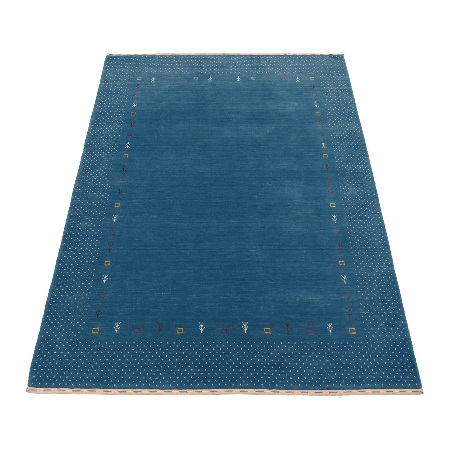 Light Blue Contemporary Gabbeh Border Design Hand Loomed Wool Area Rug