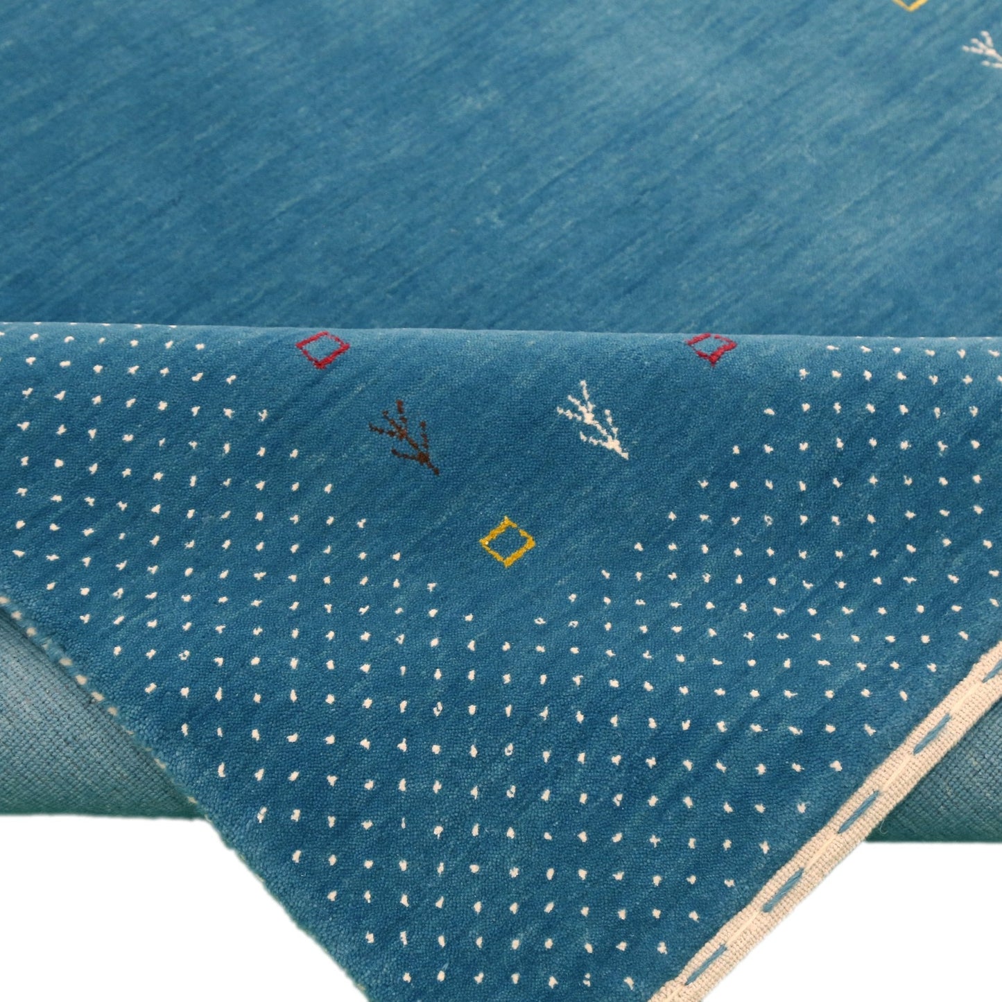 Light Blue Contemporary Gabbeh Border Design Hand Loomed Wool Area Rug
