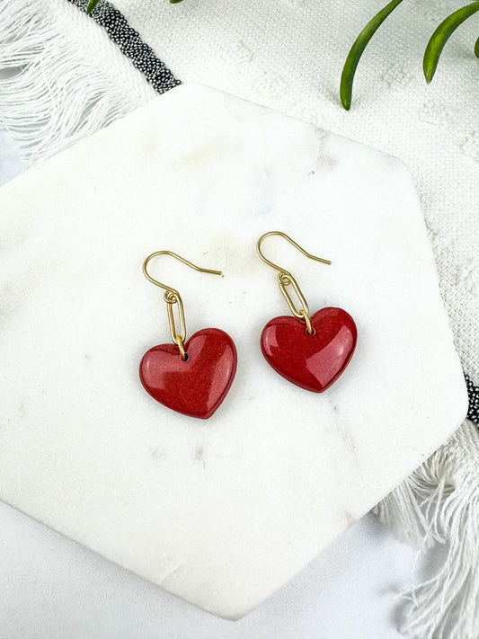 Chain Link Heart Drop Earrings