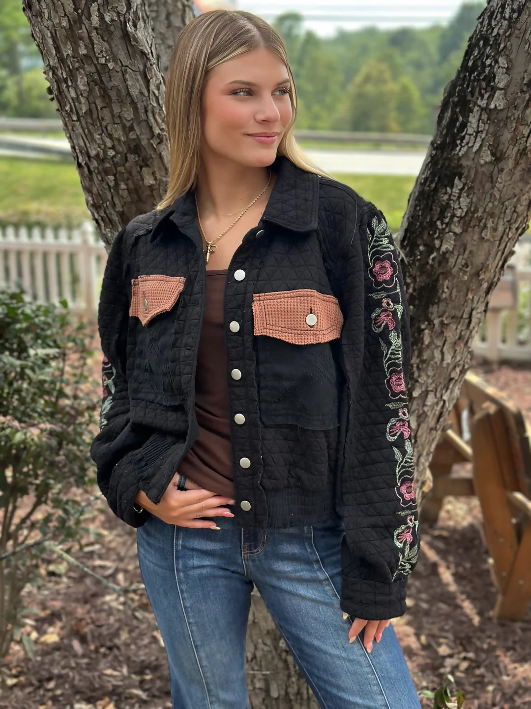 Let’s Be Friends Black Quilted Jacket