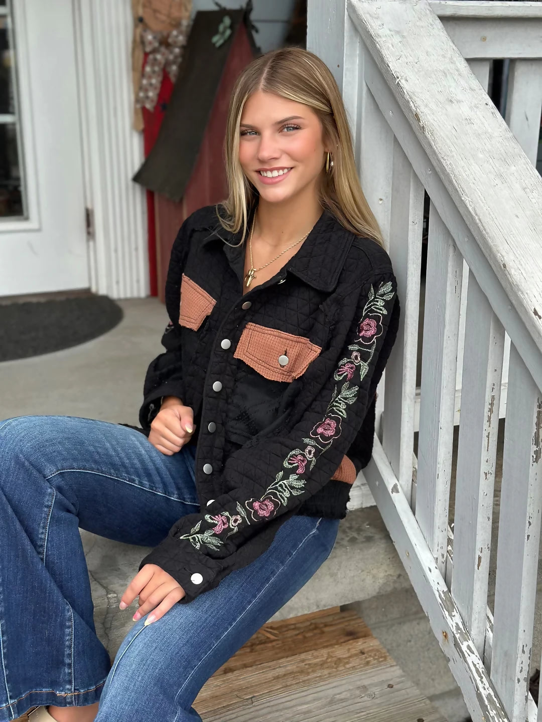 Let’s Be Friends Black Quilted Jacket