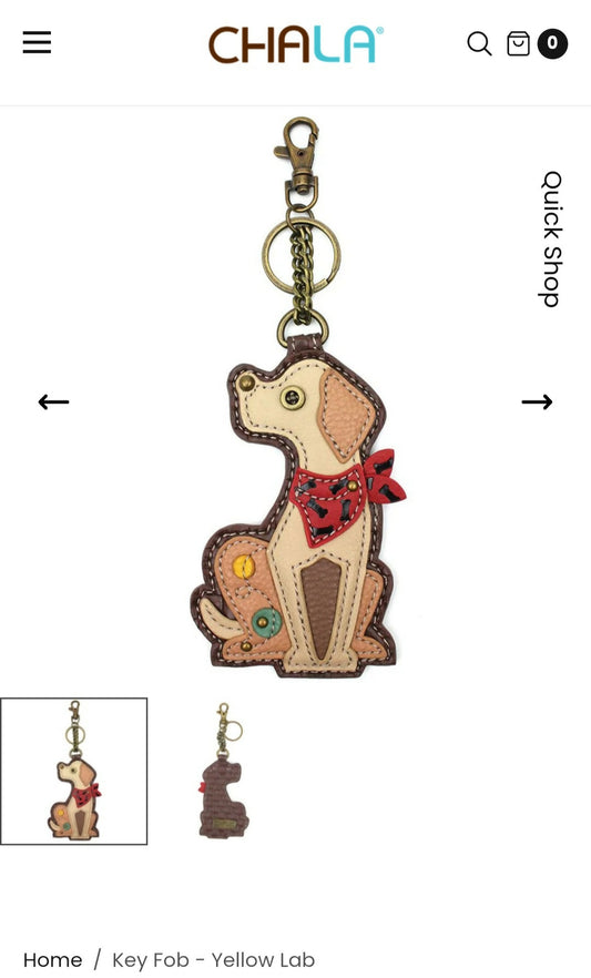 Anytime Crystals Chala Handbags Key Fob - Yellow Lab