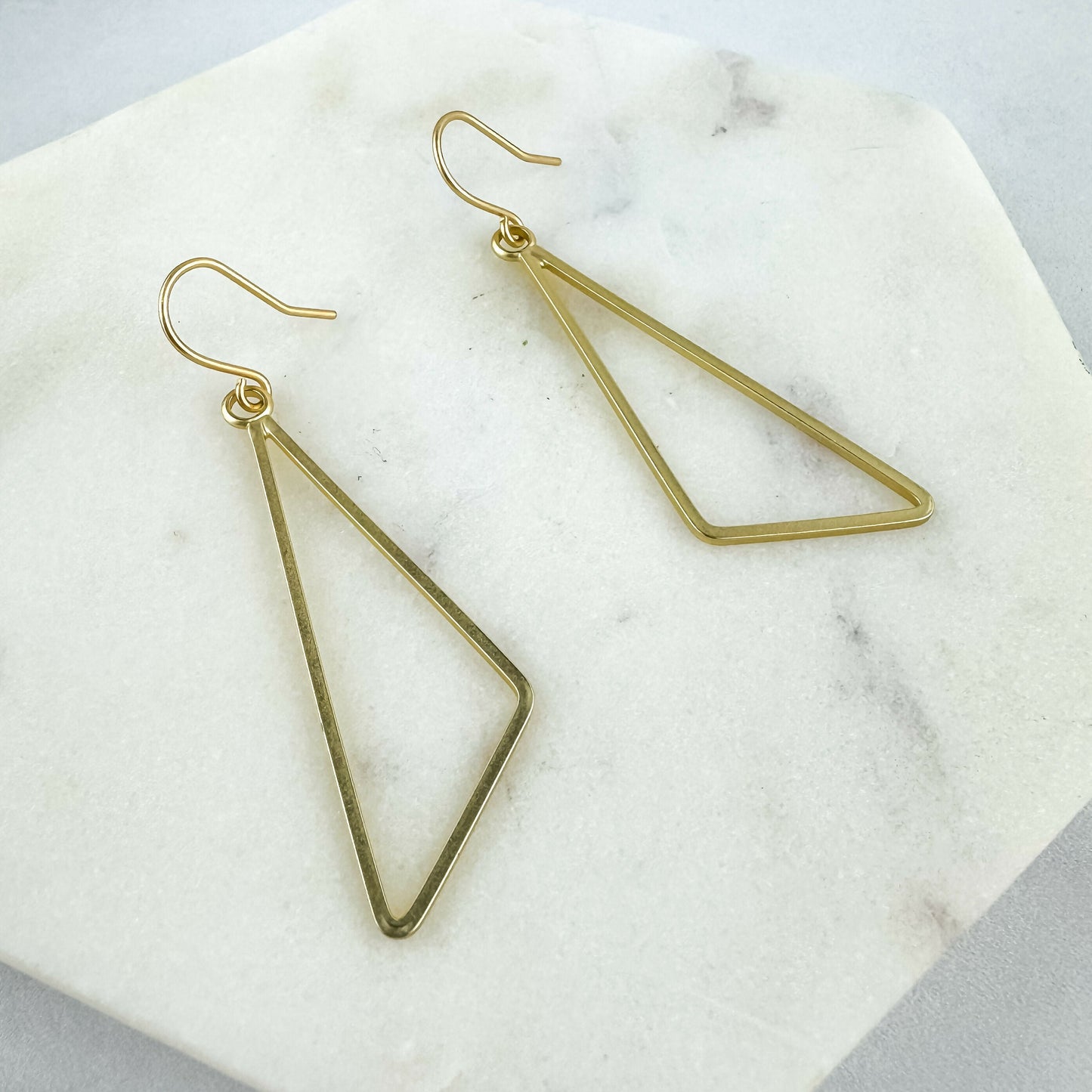 Gold or Silver Triangle Dangle Earrings